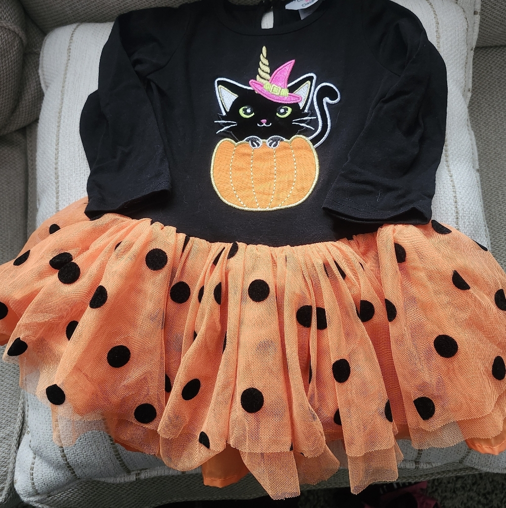 Charming Black and Orange Cat Costume for Kids